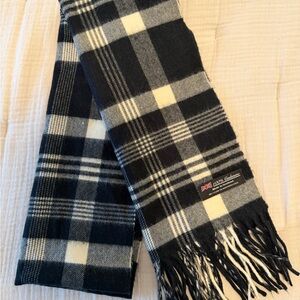 British Plaid Cashmere Scarf - Black & Cream